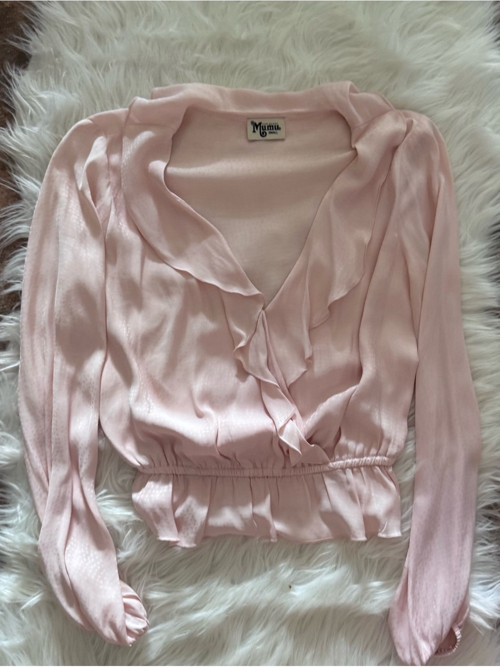 Show Me Your MuMu Dusty Blush Ruffle Wrap Top